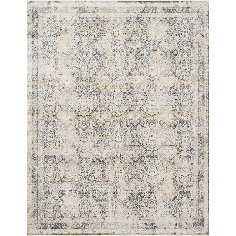 World Menagerie Fuhrman Abstract Ivory/Teal/Gold Area Rug Wayfair
